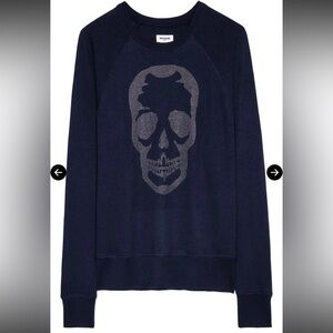 Zadig & Voltaire Miss M Skull Merino Wool Sweater Navy Size L